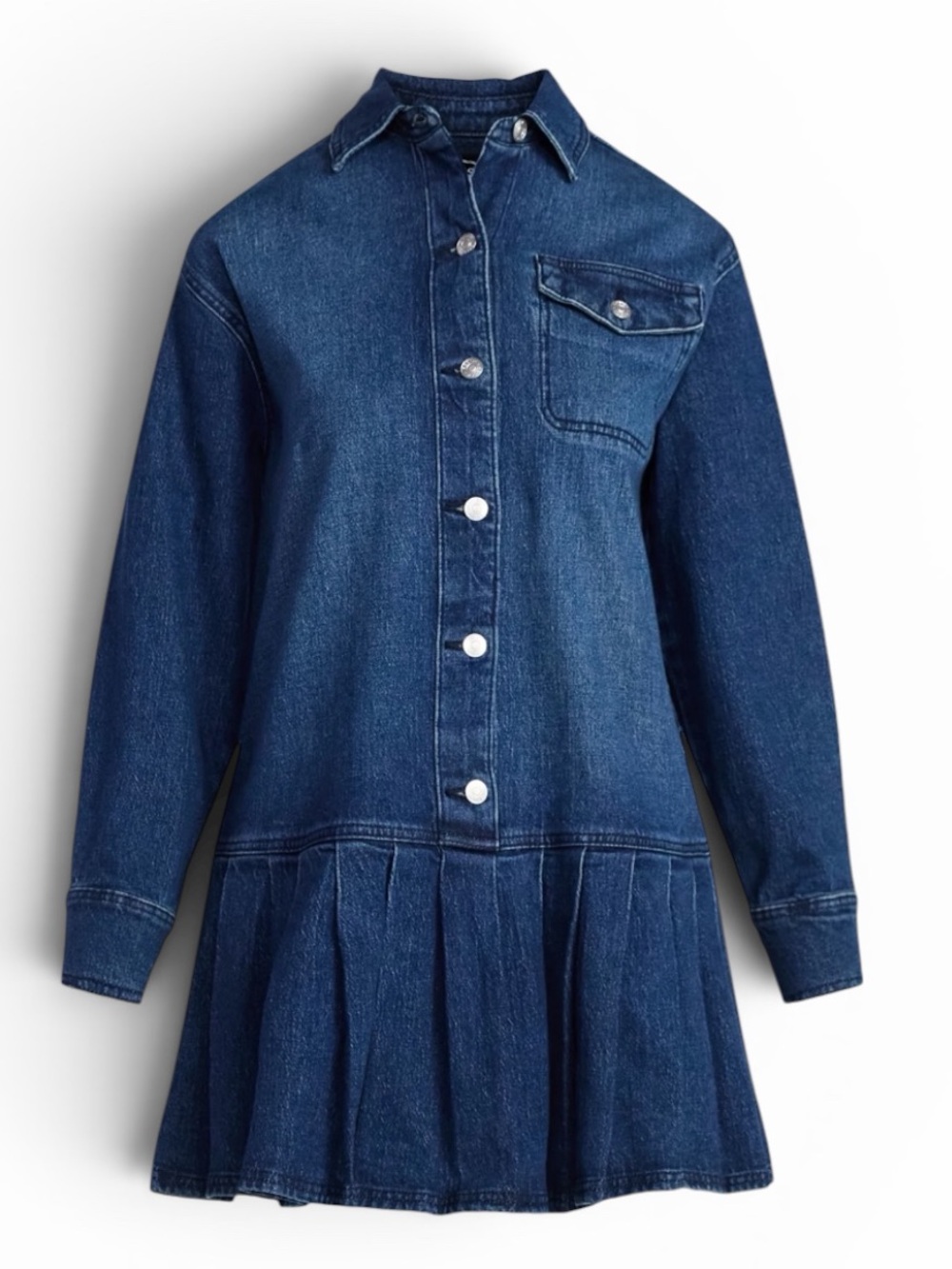 Scoop Denim Pleated Mini Skirt Dress